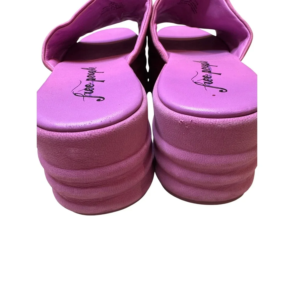 Free‎ People Pink Leather Platform Slide Sandals Women's Size 39.5